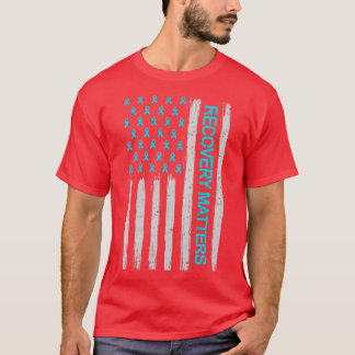 Addiction Recovery Warrior American Flag T-Shirt