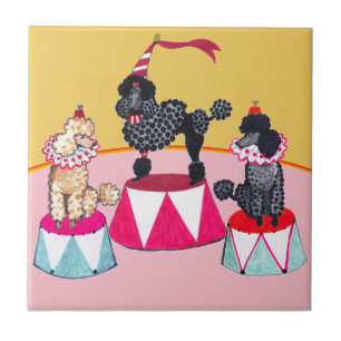 Addie's Circus Poodles Ceramic Tile Trivet