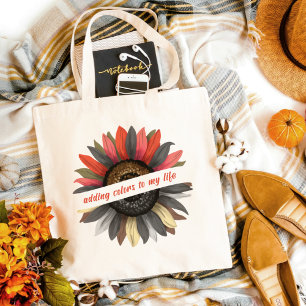 Adding Colours To My Life Inspirational Sunflower Tote Bag
