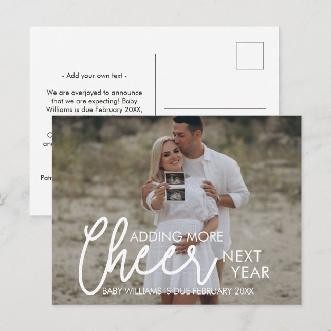 Adding More Cheer Next Year Pregnancy Christmas Holiday Postcard (Front/Back)