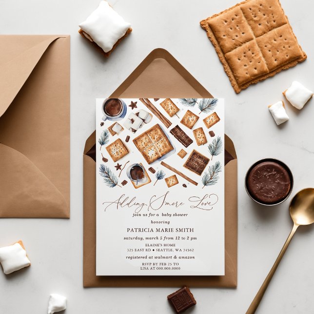 Adding S'More Love Gender Neutral Baby Shower Invitation (Adding S'More Love Gender Neutral Baby Shower Invitation)
