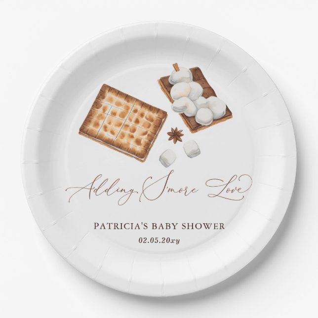 Adding S'more Love Gender Neutral Baby Shower Paper Plate (Front)