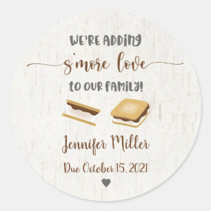 Adding S'more Love S'mores Baby Shower Favour Classic Round Sticker