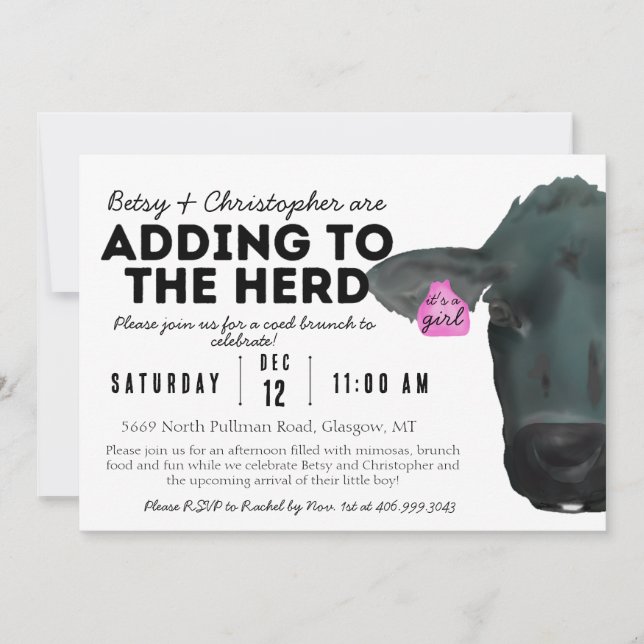 Adding to the Herd!  Cow Ranch Farm Baby Shower (Front)
