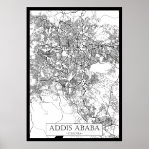 Addis Ababa Ethiopia Map Poster