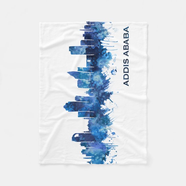 Addis Ababa Ethiopia skyline Blue Fleece Blanket (Front)