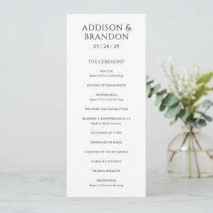 Addison Black and White Classic Elegant Wedding Programme