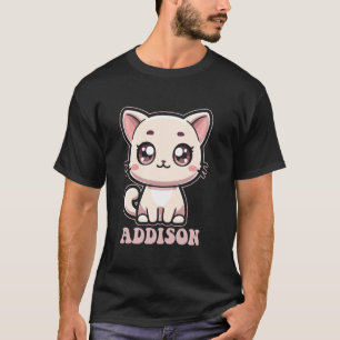 Addison Cute Kitty Cat Design for Girls Name Addis T-Shirt