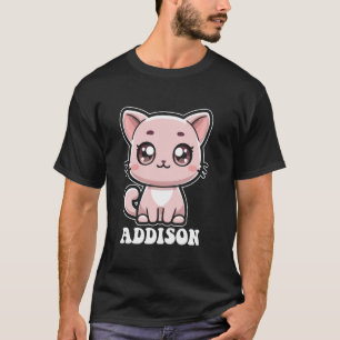 Addison Cute Kitty Cat Design for Girls Name Addis T-Shirt