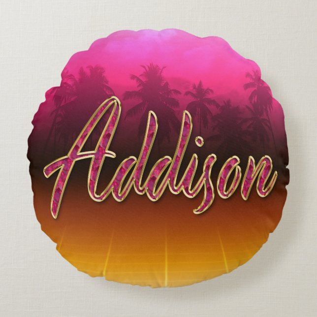 Addison first name golden pink pillows (Front)