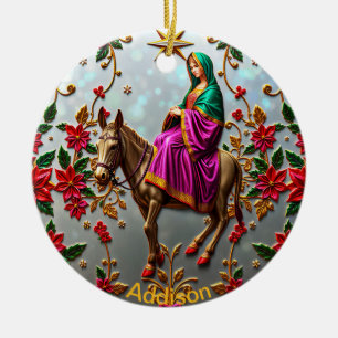 ADDISON ~ Mary on the Donkey ~ Ceramic Tree Decoration