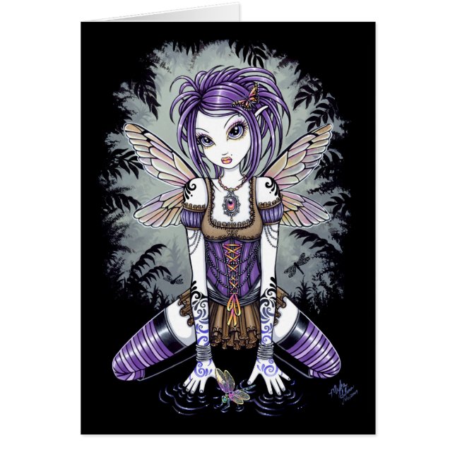 "Addison" Misty Dragonfly Fairy Art Card (Front)
