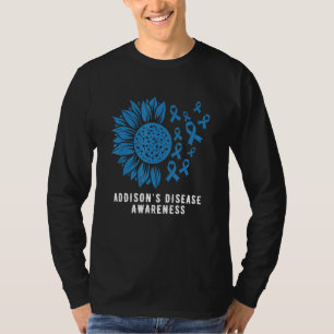 Addison s disease Awareness sunflower with Blue Ri T-Shirt