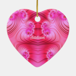 ADDISON ~ VALENTINE HEART ~ Pink Fractal ~ Ceramic Tree Decoration