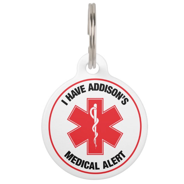 Addison's Disease Medical Alert  Pet Tag (Front)