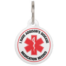 Addison's Disease Medical Alert Pet Tag - 