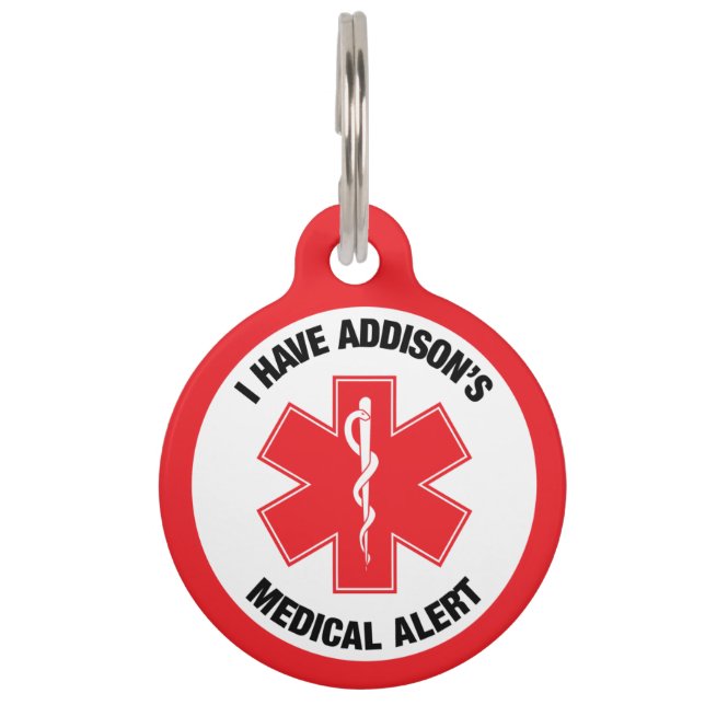 Addison's Disease Medical Alert  Pet Tag (Front)