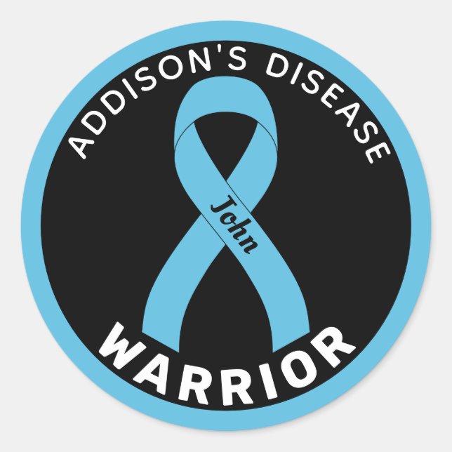 Addison's Disease Warrior Ribbon Black Classic Round Sticker (Front)