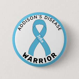 Addison's Disease Warrior Ribbon White Button