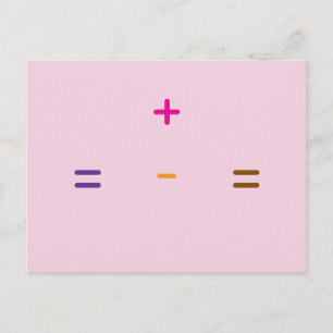 Addition, subtraction symbols postcard