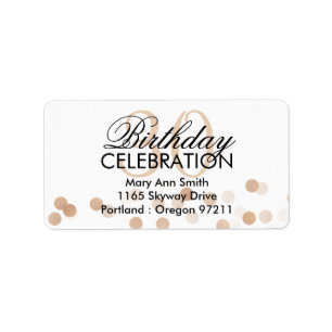 Address 30th Birthday Copper Foil Glitter Lights Label