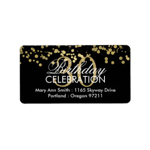 Address 30th Birthday Gold Foil Confetti Label