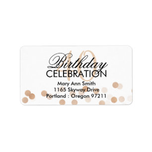 Address 40th Birthday Copper Foil Glitter Lights Label