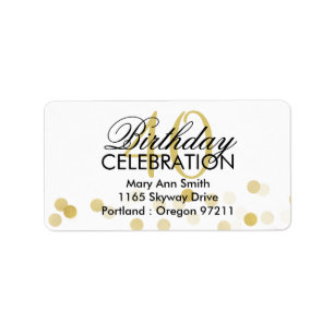 Address 40th Birthday Gold Foil Glitter Lights Label