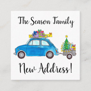 Address Announcement Blue Fiat 500 Christmas