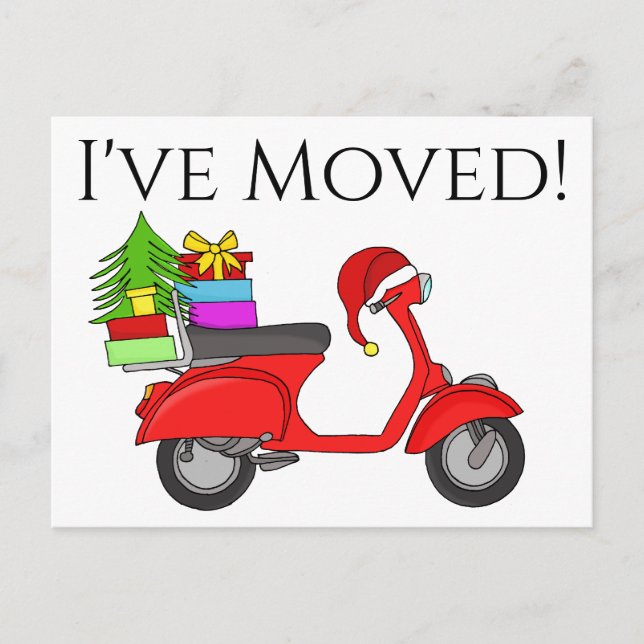Address Announcement Classic Christmas Scooter Postcard (Front)