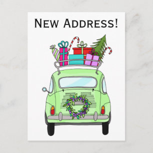 Address Announcement Fiat 500 Christmas Gifts Postcard