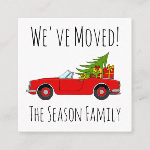 Address Announcement Red Car with Christmas Gifts
