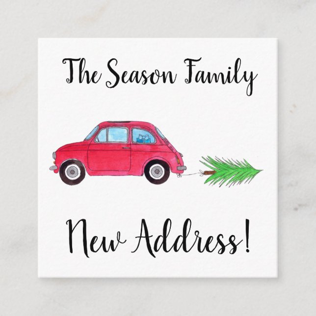 Address Announcement Red Fiat 500 Christmas tree (Front)
