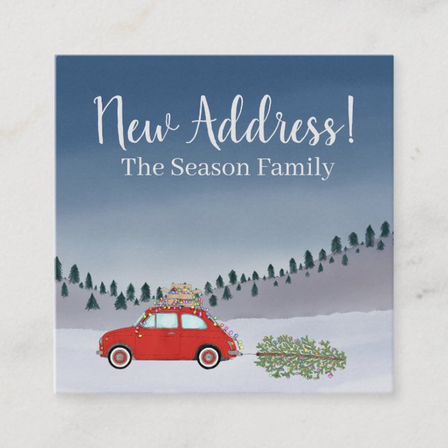 Address Announcement Red Fiat 500 Christmas tree (Front)
