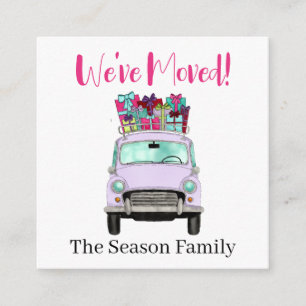 Address Announcement Violet Car with Christmas Gif