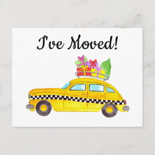 Address Announcement Yellow Taxi Christmas Gifts Postcard