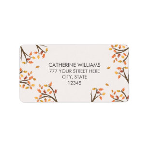  Address Autumn Leaves Fall Branches  Label