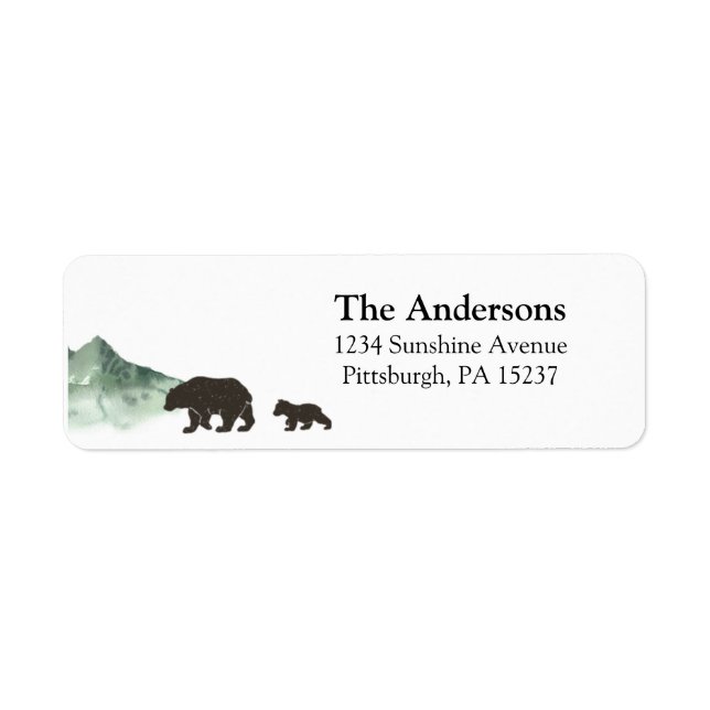 Address Begins Bear Baby Shower Label (Front)