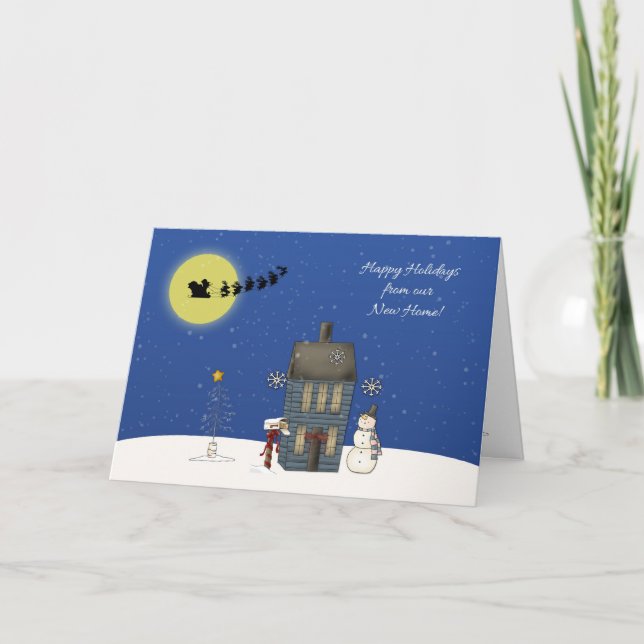 Address Change, Snow Scene, Christmas Greeting Holiday Card (Front)