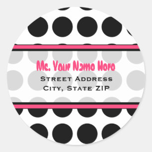 Address Label - Black Polka Dot