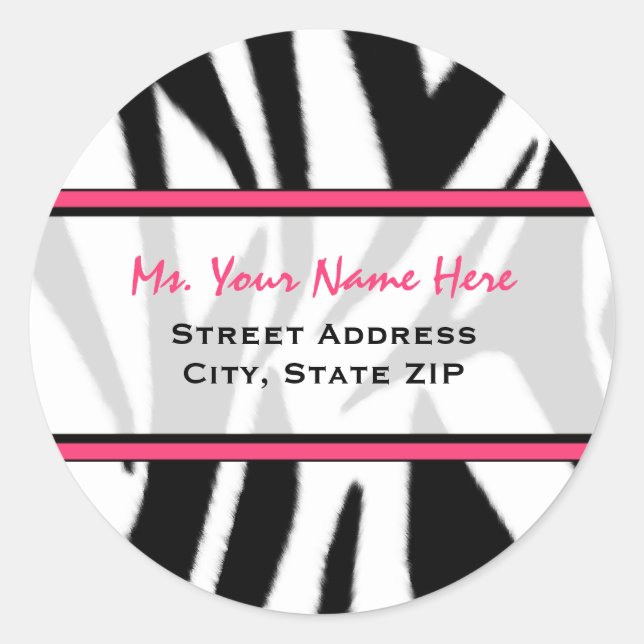 Address Label - Black Zebra Print (Front)