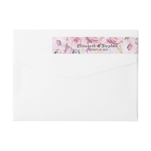 Address Label Elegant Watercolor Floral & Feathers (Back)