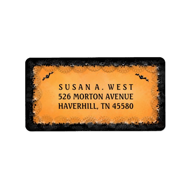 Address Label - Halloween Orange with Black Border (Front)