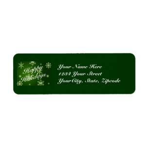 Address Label Happy Holidays - Green