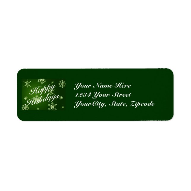 Address Label Happy Holidays - Green (Front)