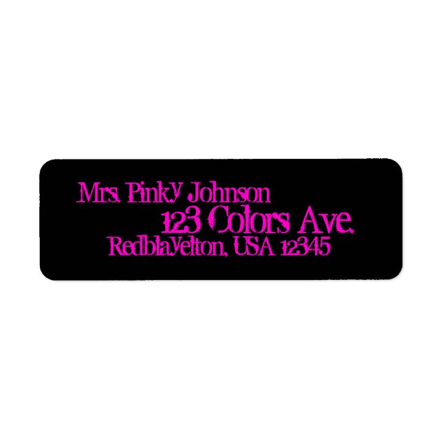 Address Label Midnight Black, Hot Pink (Front)