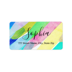 Address Label, Name, Diagonal Colour, Abstract Art Label