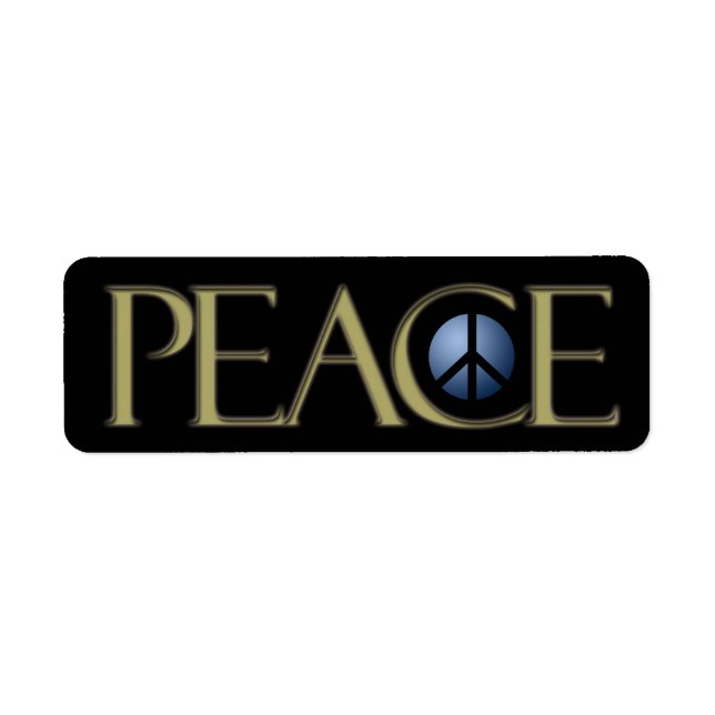 Address Label Peace Sign, Black, Customise (Front)