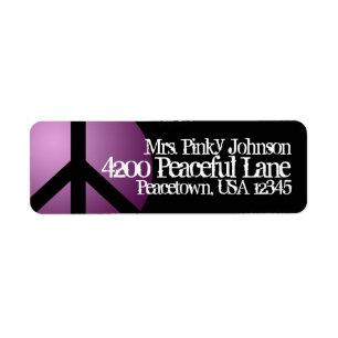 Address Label Peace Sign, Purple, Black, Customise