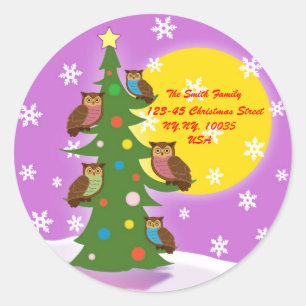 Address label sticker Christmas Owl.